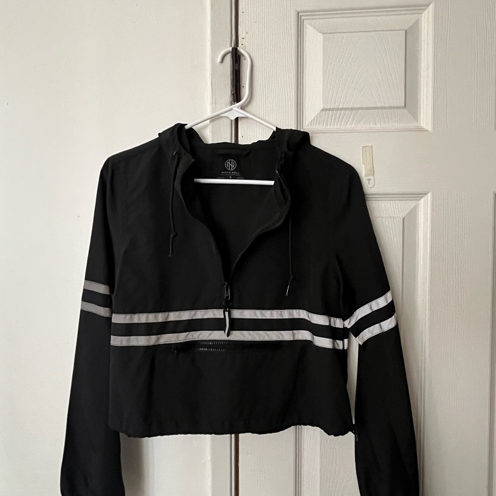 Zumiez Black Bomber Jacket with Silver Stripes